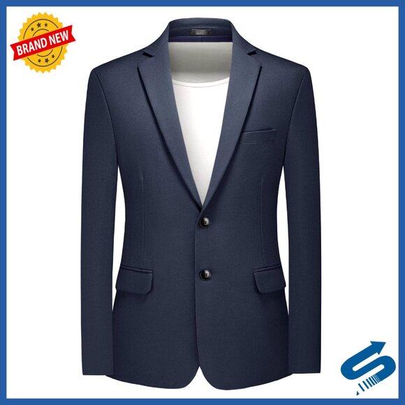 Slim Fit Wool Blend Blazer 2 Button Sport Coat Casual Business Jacket